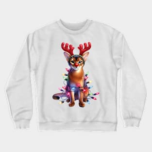 Christmas Red Nose Abyssinian Cat Crewneck Sweatshirt